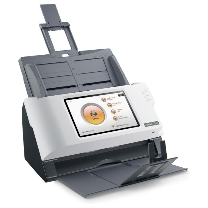 Plustek Escaner A350 Essential, 600x600 DPI, Escaner a Color, Escaneo Dúplex, Negro/Blanco, Pantalla LED 7" 10