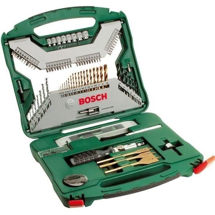 Bosch X-Line Box Kit de 100 accesorios para taladrar y atornillar, incluye brocas para madera, metal, hormigón y destornillador