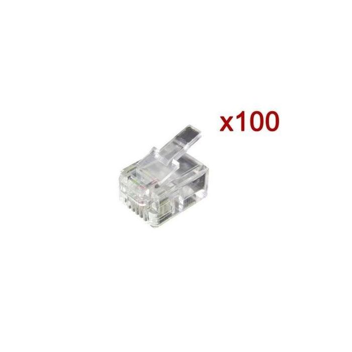 Equip 121111 Conector Modular Western RJ11 4P4C Transparente - Paquete de 100 Unidades
