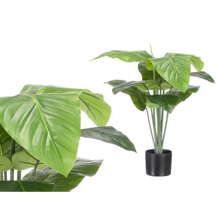 Ibergarden - Maceta decorativa de plástico para planta de 90 cm con 9 hojas de punta ancha en color verde o negro (Set de 4) Ibergarden - Maceta decorativa de plástico para planta de 90 cm con 9 hojas de punta ancha en color verde o negro (Set de 4)