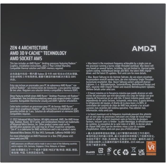 AMD AMD Ryzen 9,7900x3d procesador 3 AMD AMD Ryzen 9,7900x3d procesador 3