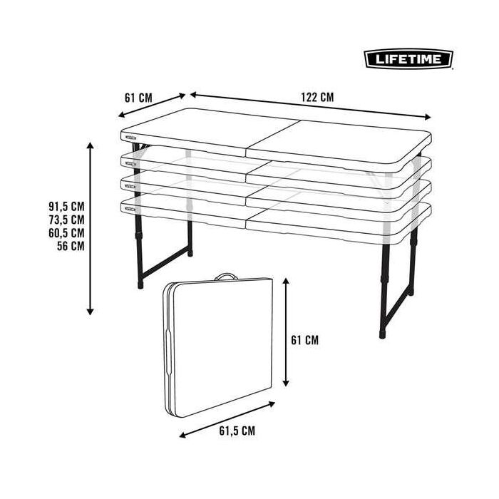 Mesa plegable maletín 4 posiciones 122x61x56 cm 3 Mesa plegable maletín 4 posiciones 122x61x56 cm 3