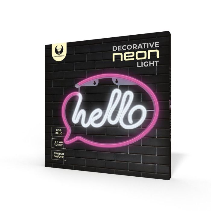 Forever Lampara Neon LED Hello Pink - Decoración Moderna para Hogar y Negocios 9