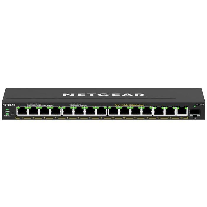 NETGEAR GS316EP-100PES Switch PoE+ Gestionado Gigabit Ethernet 16 Puertos 1