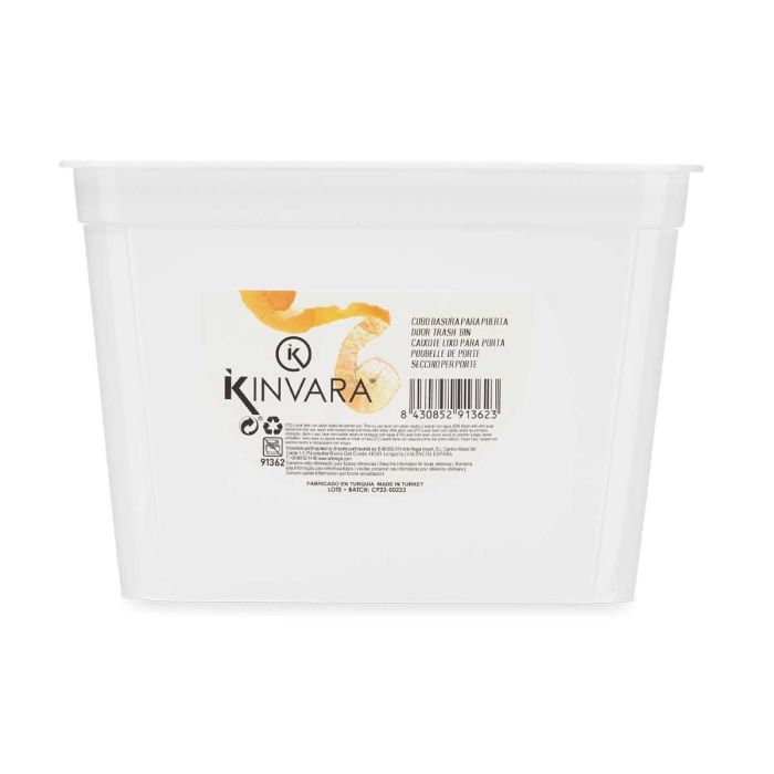 Portabasura para puerta Kinvara, blanco, 27x18x16.5 cm, 4L (12 Unidades) 2 Portabasura para puerta Kinvara, blanco, 27x18x16.5 cm, 4L (12 Unidades) 2