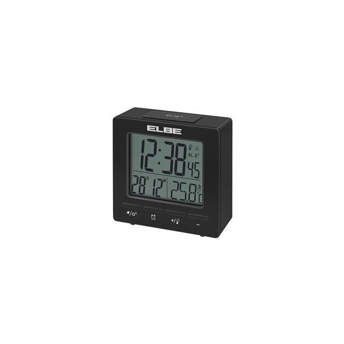 Reloj Despertador Con Termómetro Negro Pantalla 5Cm ELBE RD-005-N 1