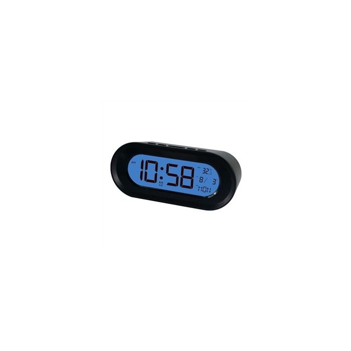 Reloj Despertador Negro Con Termómetro Y Calendario Pantalla 11Cm ELBE RD-700-N