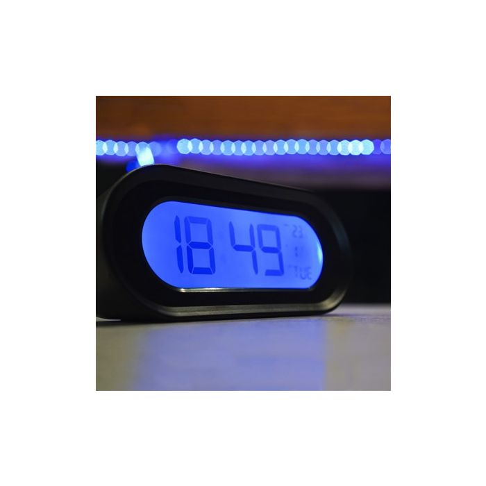 Reloj Despertador Negro Con Termómetro Y Calendario Pantalla 11Cm ELBE RD-700-N 2