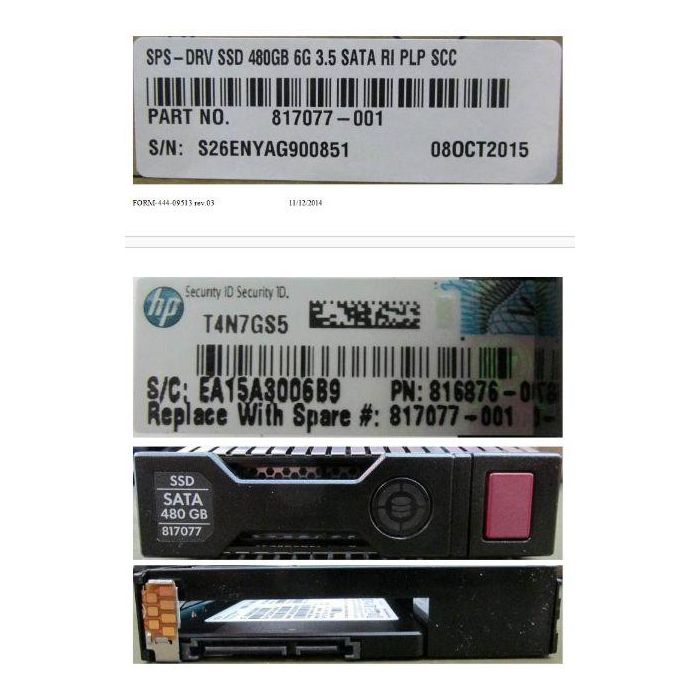 Hewlett Packard Enterprise 480GB, 3.5", Serial ATA III, 6 Gbit/s - Disco duro sustituto para sistemas HP