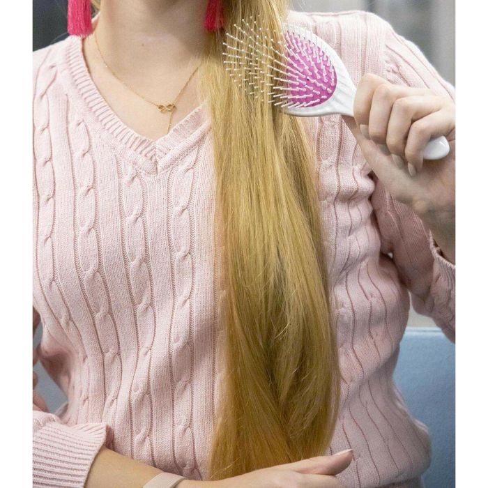 Ilū Cepillo para Pelo Fácil Desenredar Ovalado con Cerdas de Nailon Ionizado, Antiencrespamiento para Cabello Largo/Medio 1 unidad 3