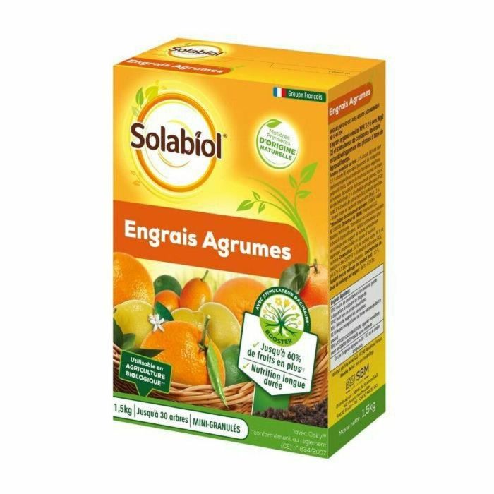 Solabiol SOAGY15 Fertilizante Específico para Cítricos - Potencia Fructificación y Hojas Muy Verdes - 1.5 Kg