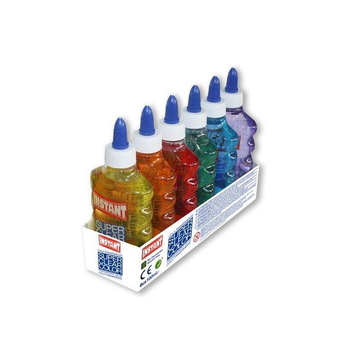 Pegamento en gel Playcolor Instant Multicolor Transparente 6 Piezas 180 ml