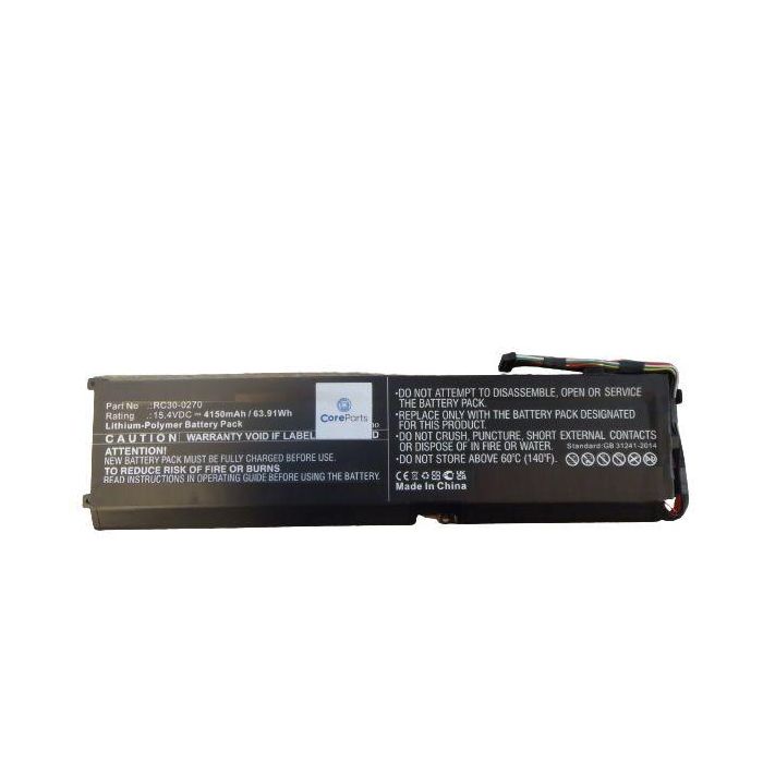 CoreParts Laptop Battery for Razer 63.91Wh Li-Pol 15.4V 4150mAh, Blade 15 Base, Hazel Blade 15 Base Stealth 2018, Blade 15 Base 2018 GTX 1660 Ti, Blade 15 Base Model, Blade 15 GTX 1660 Ti, Blade Base 2018 RZ09-02705E76-R3U1, RZ09-02705E75, RZ09-02705E75-R CoreParts Laptop Battery for Razer 63.91Wh Li-Pol 15.4V 4150mAh, Blade 15 Base, Hazel Blade 15 Base Stealth 2018, Blade 15 Base 2018 GTX 1660 Ti, Blade 15 Base Model, Blade 15 GTX 1660 Ti, Blade Base 2018 RZ09-02705E76-R3U1, RZ09-02705E75, RZ09-02705E75-R