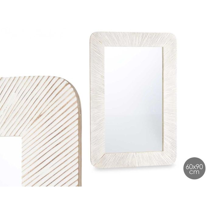Espejo Giftdecor 60x90 cm líneas natural blanco y marrón Espejo Giftdecor 60x90 cm líneas natural blanco y marrón