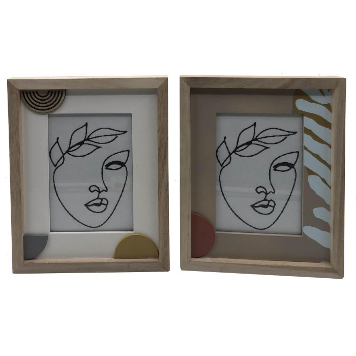 DKD Home Decor Marco de Fotos 13x18 cm Urban de MDF y Cristal Marrón y Blanco, Pack 12 Unidades, 27x21.5x2 cm