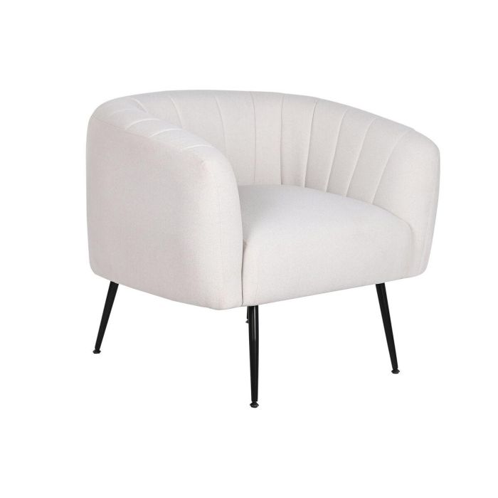 DKD Home Decor Sillón Scandi Beige Negro Poliéster Madera. Dimensiones 75x73x81cm, Altura asiento 43cm, Soporta 120kg, Desmontable.