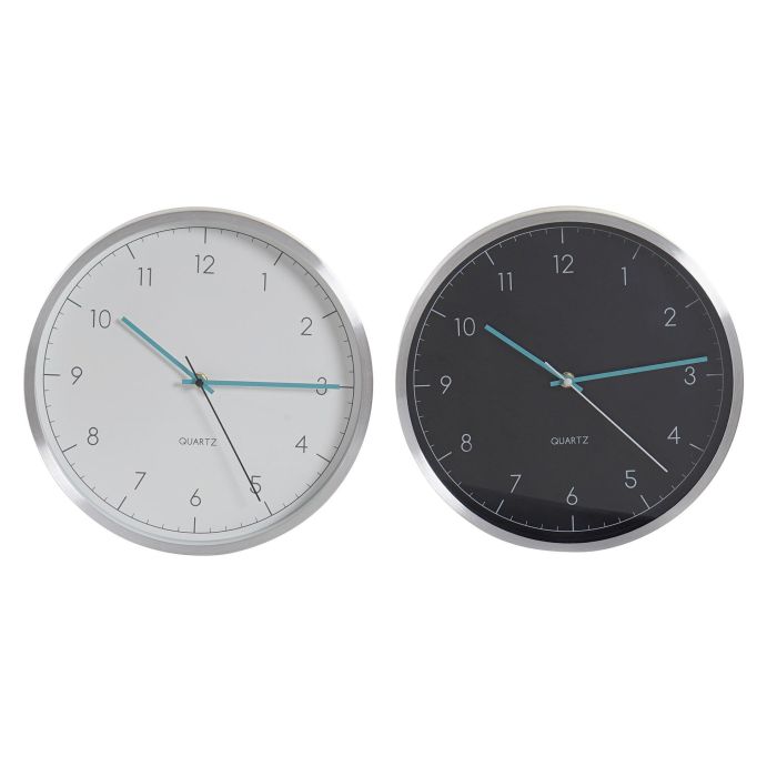 Reloj Pared Scandi DKD Home Decor Blanco Negro 4.3 x 30 x 30 cm (4 Unidades)