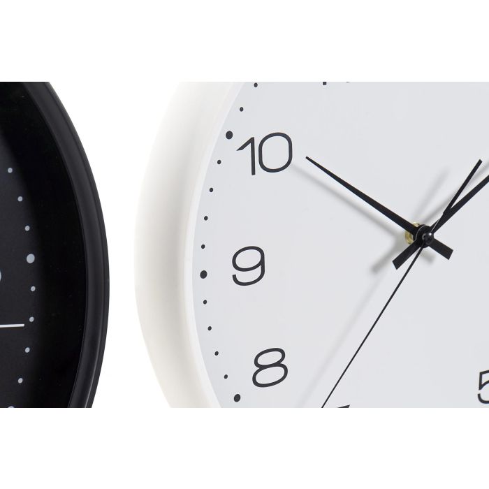 Reloj Pared DKD Home Decor Negro Blanco 5 x 35 x 35 cm (2 Unidades) 1