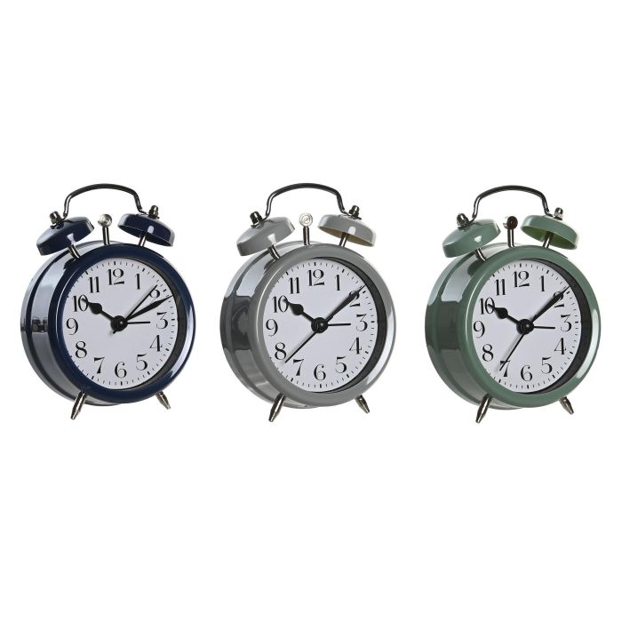 Reloj Despertador Basicos DKD Home Decor Verde Gris 4 x 12 x 9 cm (3 Unidades)