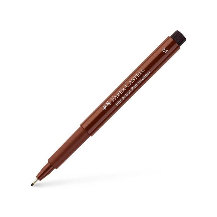Faber Castell Rotulador Permanente Pitt Artist Pen Fineliner M 0.7 mm Sepia Oscuro, Tinta Pigmentada, Resistente al Agua (10 Unidades) (10 Unidades)