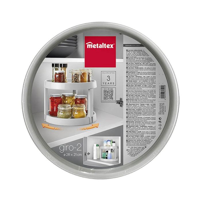 Metaltex Organizador giratorio Giro-2 para armarios de cocina, despensa o baño, 2 alturas Ø28 x 21 cm Gris 4