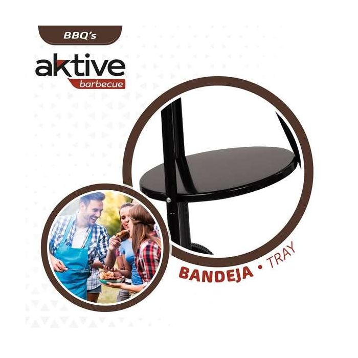 Barbacoa de Carbón con Ruedas Aktive Aluminio Metal esmaltado textileno 42 x 76,5 x 42 cm Negro 6 Barbacoa de Carbón con Ruedas Aktive Aluminio Metal esmaltado textileno 42 x 76,5 x 42 cm Negro 6