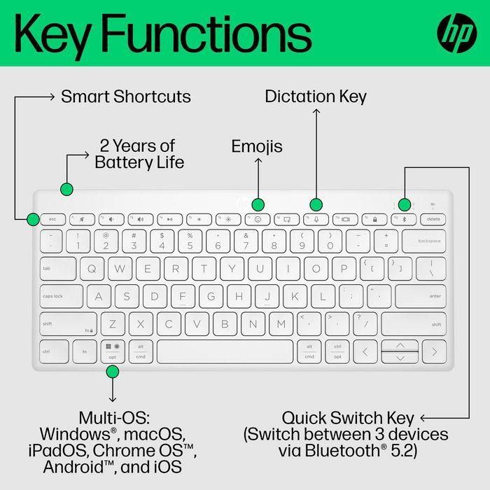HP 350 Teclado Inalámbrico Bluetooth Compacto Multi-Dispositivo, Cómodo y Portátil para Productividad en PC, Portátil, Tablet y Móvil 9 HP 350 Teclado Inalámbrico Bluetooth Compacto Multi-Dispositivo, Cómodo y Portátil para Productividad en PC, Portátil, Tablet y Móvil 9