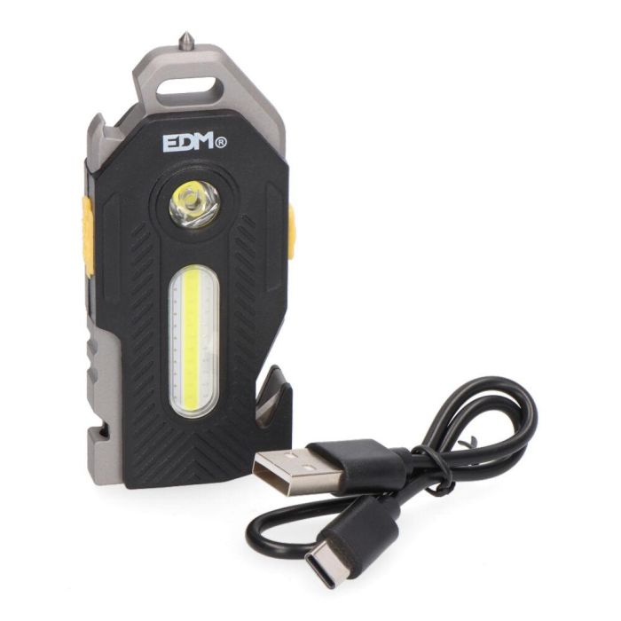 Edm Linterna de seguridad 6 en 1 7W + 2,5W 400lm, LED, batería recargable, abridor botellas, cuter, rompe cristales, silbato emergencia, destornillador 6 Edm Linterna de seguridad 6 en 1 7W + 2,5W 400lm, LED, batería recargable, abridor botellas, cuter, rompe cristales, silbato emergencia, destornillador 6
