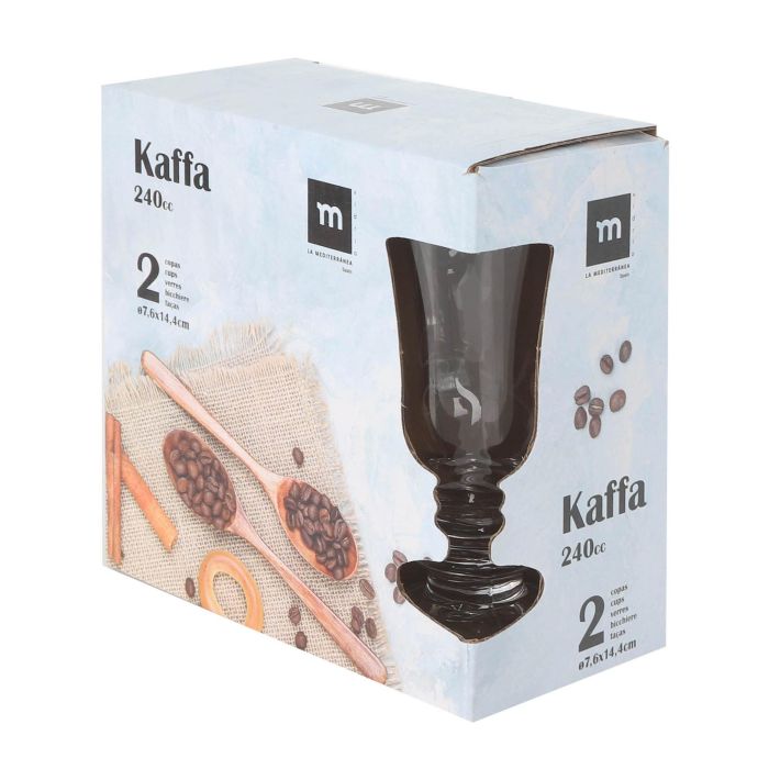 La Mediterranea Set de 2 Copas de Cristal Kaffa para Café Irlandés, 240 ml, Ø7.6 x 14.4 cm (18 Cajas) 2