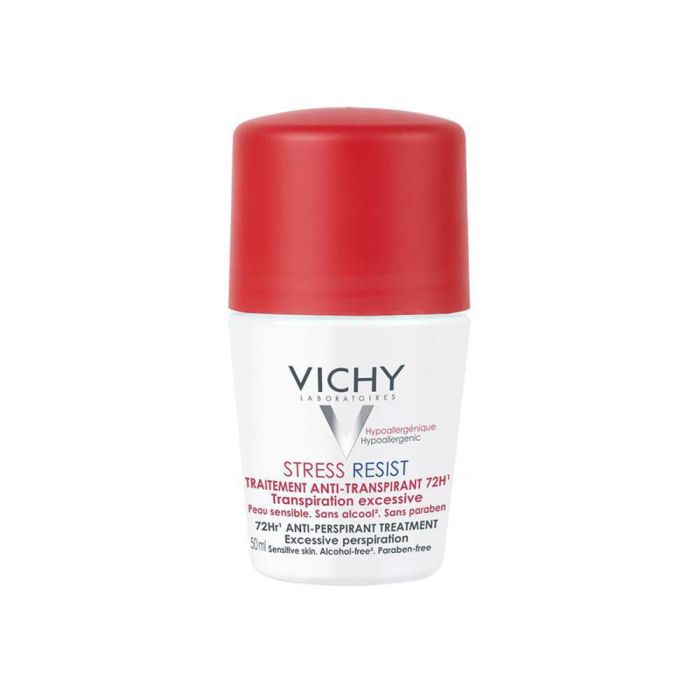 Vichy STRESS RESIST Desodorante Roll-on Anti-transpirante 72h para Piel Sensible, Sin Alcohol ni Parabenos, 50 ml