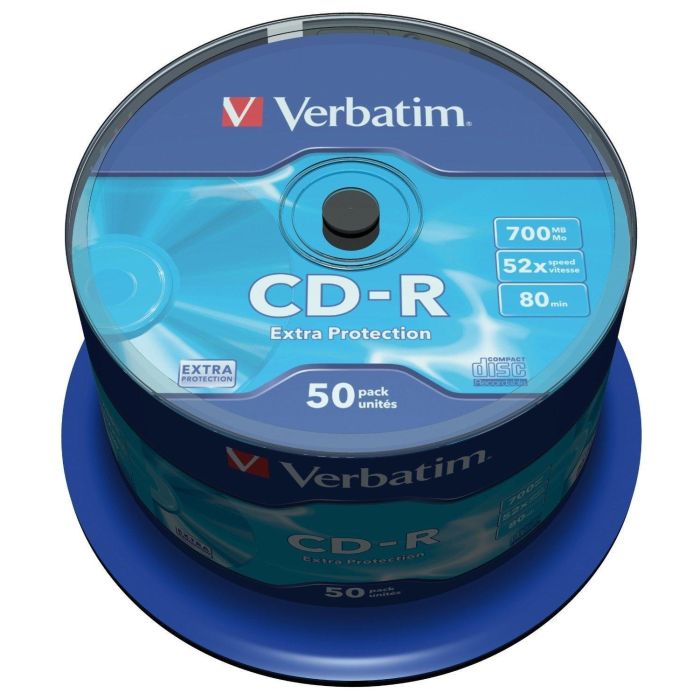 Cd-R Verbatim Capacidad 700Mb Velocidad 52X 80 Min Tarrina De 50 Unidades Cd-R Verbatim Capacidad 700Mb Velocidad 52X 80 Min Tarrina De 50 Unidades