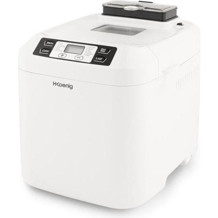 H.KoeNIG BAKE340 - Máquina para hacer pan con semillas - 12 programas - 3 niveles de cocción - 550W - 2 tamaños: 650 o 800g - Pantalla LCD H.KoeNIG BAKE340 - Máquina para hacer pan con semillas - 12 programas - 3 niveles de cocción - 550W - 2 tamaños: 650 o 800g - Pantalla LCD