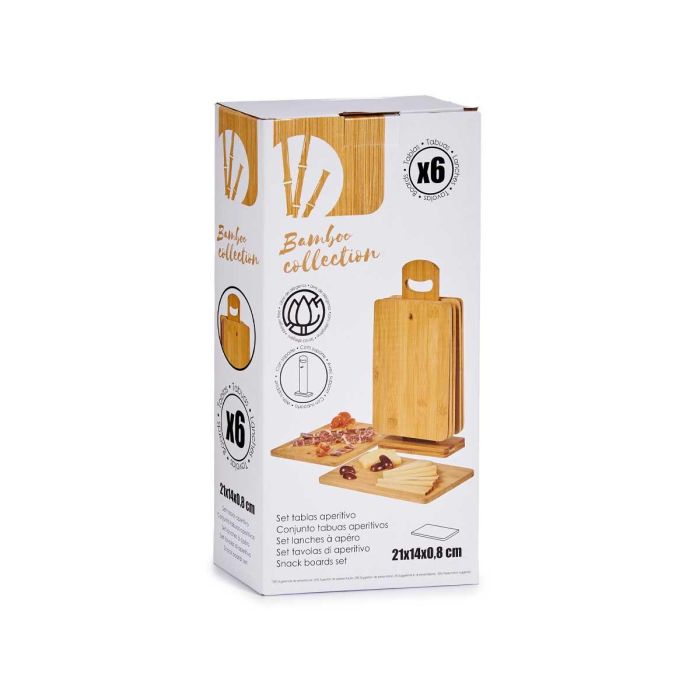 Set de 6 Tablas de Bambú Kinvara con Soporte - 14x31x6.5 cm, Marrón (6 Unidades) 2 Set de 6 Tablas de Bambú Kinvara con Soporte - 14x31x6.5 cm, Marrón (6 Unidades) 2