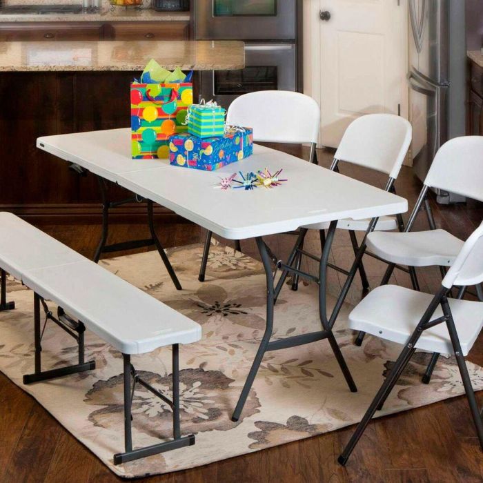 Mesa Plegable Lifetime Blanco 185 x 74 x 76 cm Acero Plástico 2 Mesa Plegable Lifetime Blanco 185 x 74 x 76 cm Acero Plástico 2