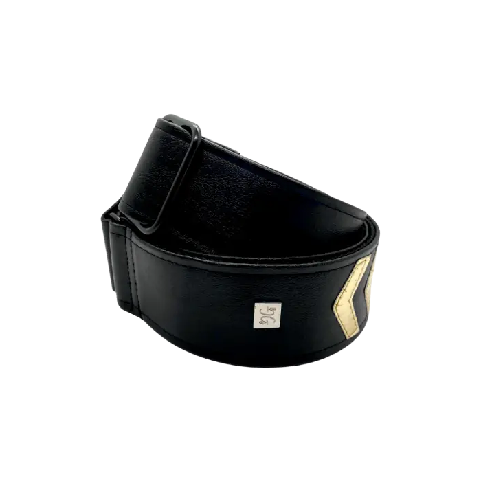 GETM Correa Guitarra Bajo Sergeant Ted Gold Negra Ajustable hasta 165 cm Polipiel Nailon Piel 1