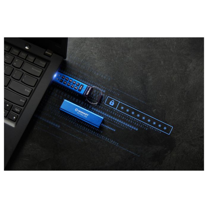 Kingston IronKey Keypad 200 128GB USB 3.2 Gen 1, 145 MB/s, Unidad Flash Cifrada con Teclado Integrado, Azul 5