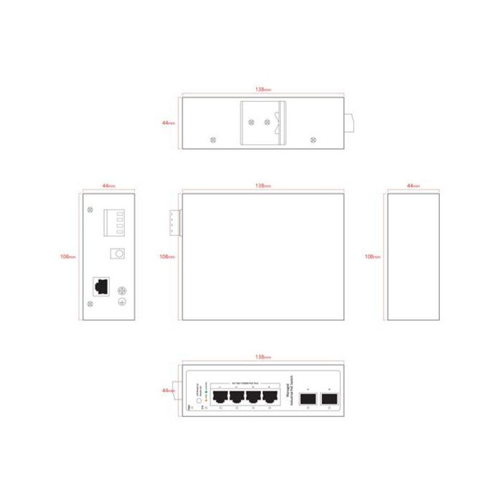 Ernitec Switch industrial 4 puertos PoE Gigabit + 2 SFP Gigabit uplink gestionable L2+ 1 Ernitec Switch industrial 4 puertos PoE Gigabit + 2 SFP Gigabit uplink gestionable L2+ 1