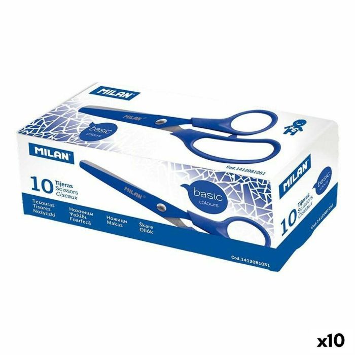 Tijeras Milan Azul Acero Inoxidable (10 Unidades) 0 Tijeras Milan Azul Acero Inoxidable (10 Unidades) 0