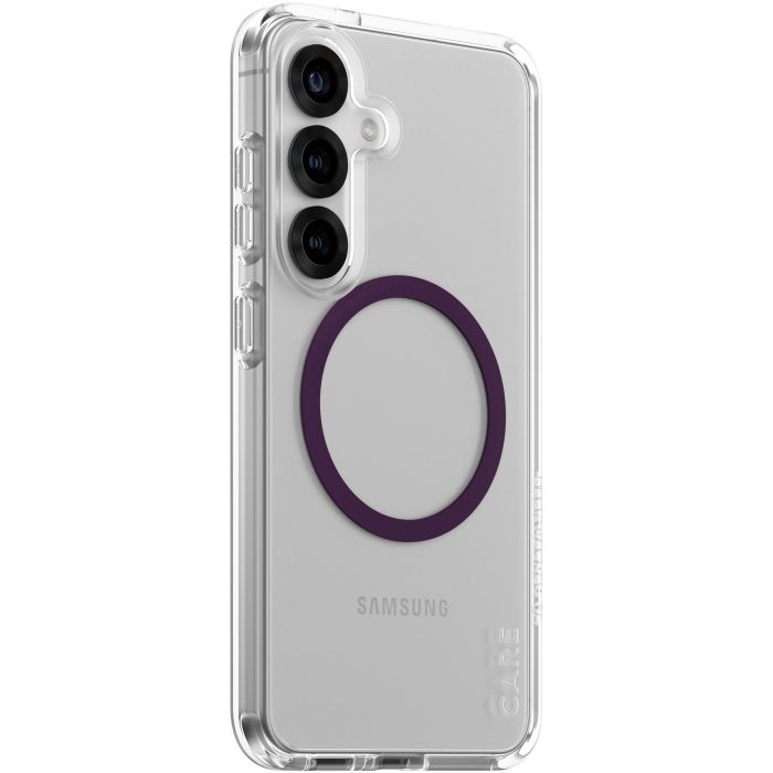 PanzerGlass Funda CARE Flagship Clear Combat Plum Purple QI para Samsung Galaxy S25