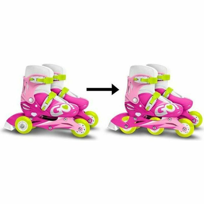 CHICA Patines 2 en 1 Progresivos Tri Skate & Patín en Línea Ajustables Talla 27-30 Fácil Ajuste Botón Ruedas PVC Freno