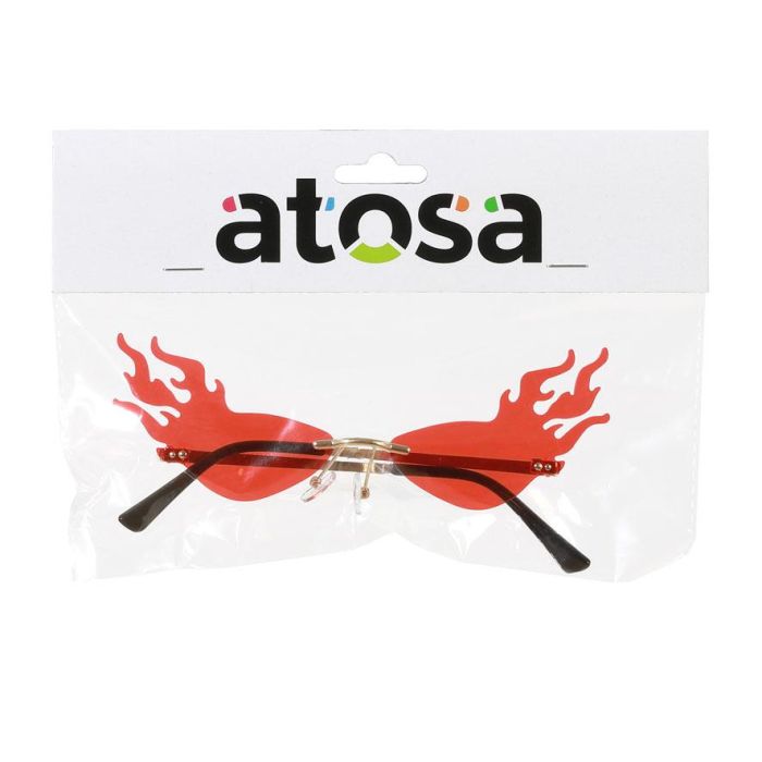 Llama Gafas de Disfraz Rojo Fuego Tipo Diablo - Accesorio para Halloween y Fiestas Temáticas