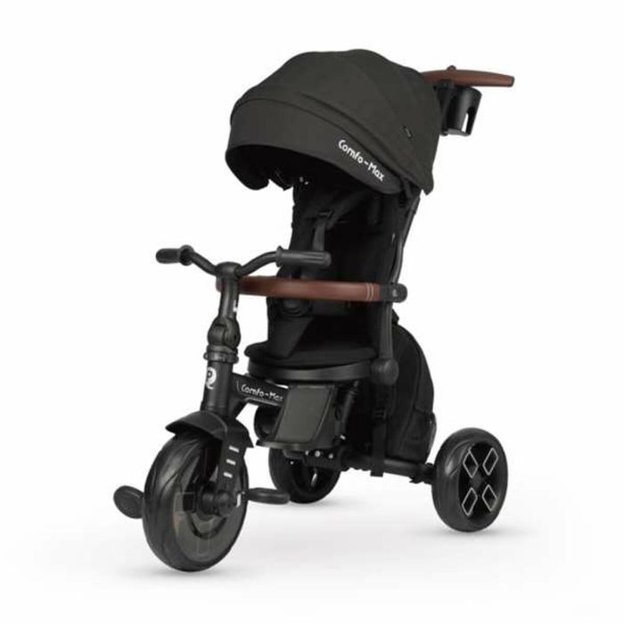 Ociotrends Triciclo Comfo Max 6-en-1 Plegable de Aluminio con Ruedas EVA, Asiento Giratorio 360º Reclinable, Máximo Confort Negro