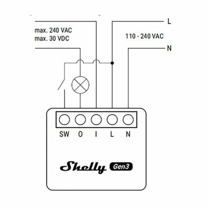 Shelly 1 Mini Gen. 3 WLAN BT Relais 8A 1 Kanal Unterputz Interruptor Inteligente 18