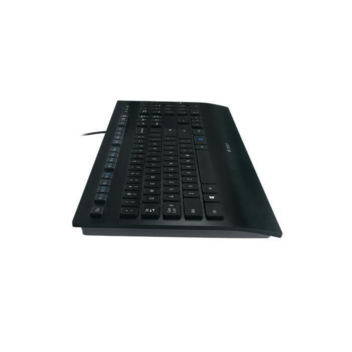 Logitech K280e Teclado USB con Cable – Robusto, Duradero, Resistente Salpicaduras, Teclas Silenciosas, Reposamuñecas Ergonómico, Negro 1