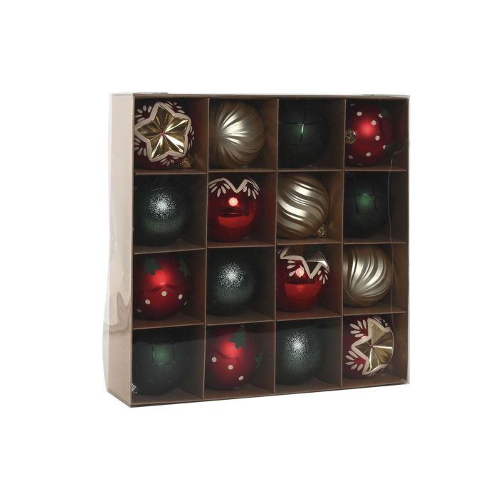 Bola Decoracion Navidad Tradicional DKD Home Decor Rojo Dorado 8 x 32.5 x 32.5 cm Set de 16 1