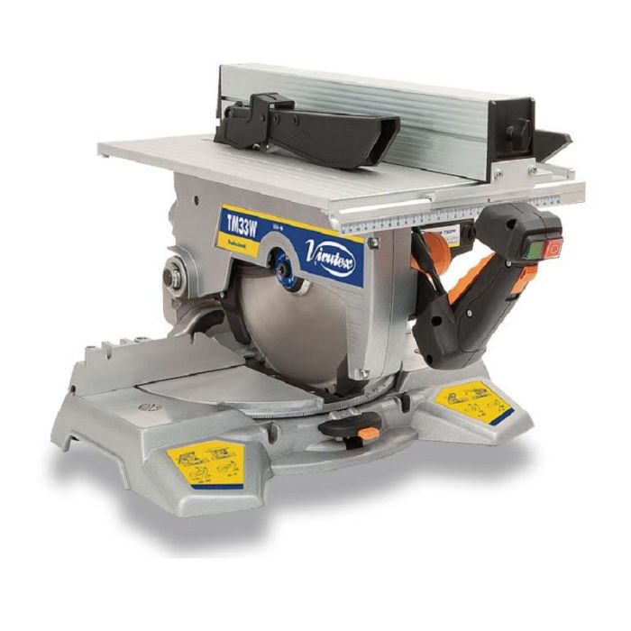 Virutex TM33W Ingletadora Abatible Profesional 1500W con Disco 300mm 48 Dientes y Láser Guía para Cortes Precisos en Madera