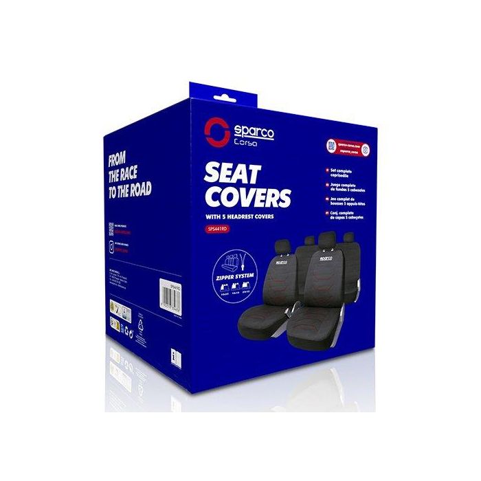 Sparco SPCS441RD Juego Completo Fundas Asiento Coche Universal Negro y Rojo Modelo Strada Polyester Lavables con 3 Cremalleras Traseras 1 Sparco SPCS441RD Juego Completo Fundas Asiento Coche Universal Negro y Rojo Modelo Strada Polyester Lavables con 3 Cremalleras Traseras 1