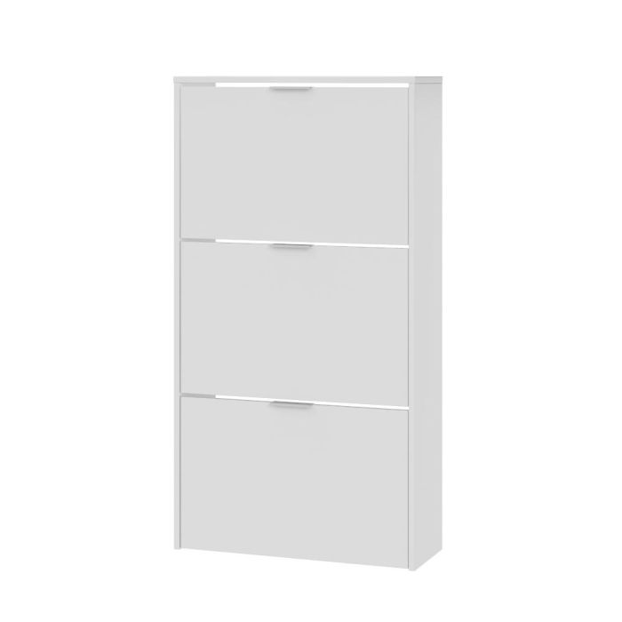 Mueble zapatero, 3 puertas abatibles, blanco brillo 1