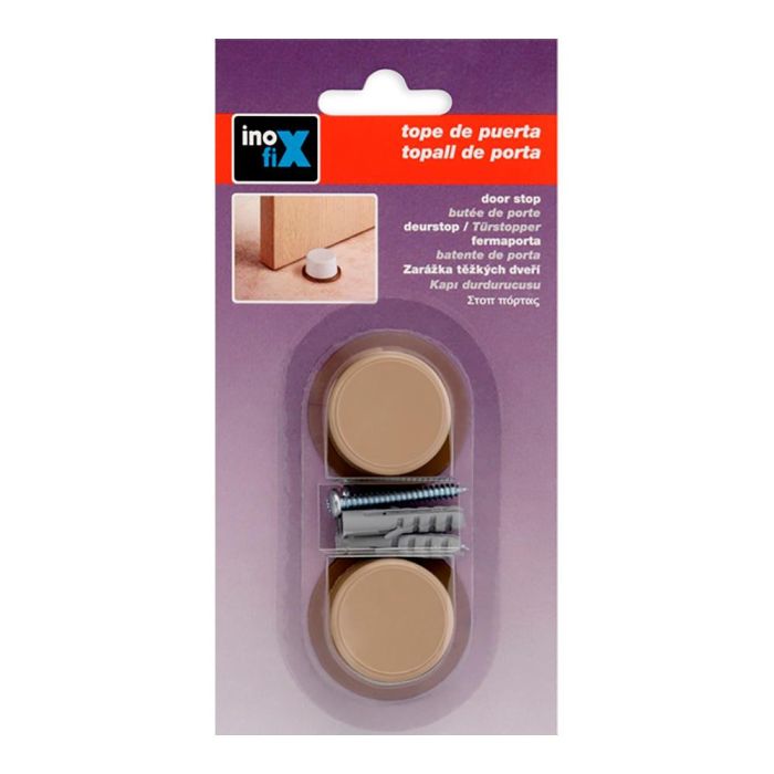 Inofix Tope de Puerta con Tornillo Beige Blister 2 Unidades PVC Fijación Tornillos Incluidos Uso Interior 18 x 38 x 38 mm 1 Inofix Tope de Puerta con Tornillo Beige Blister 2 Unidades PVC Fijación Tornillos Incluidos Uso Interior 18 x 38 x 38 mm 1