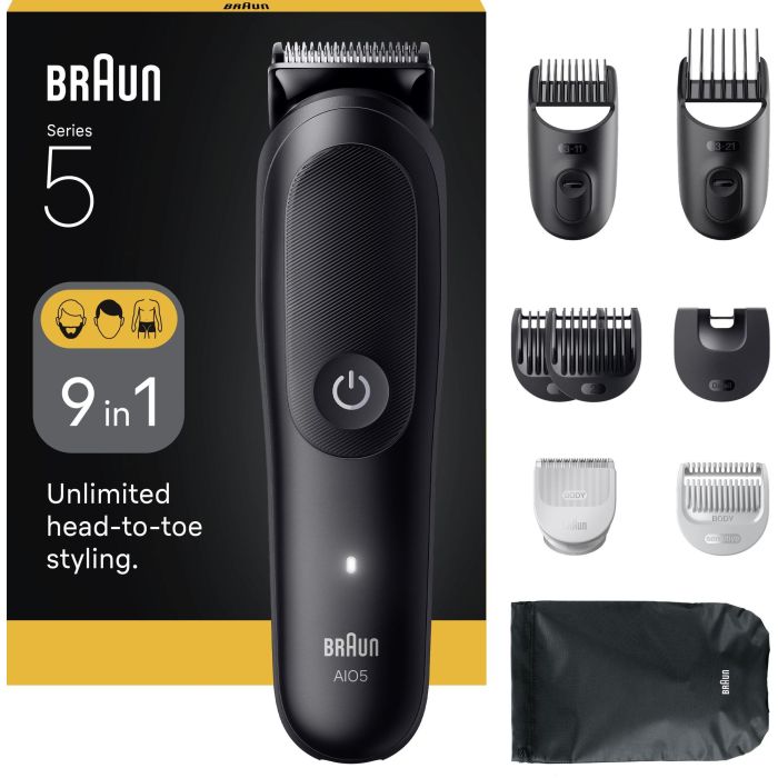 Braun AIO5540 Recortadora de pelo y barba, 120 min autonomía, 14 ajustes de longitud, Negro 0 Braun AIO5540 Recortadora de pelo y barba, 120 min autonomía, 14 ajustes de longitud, Negro 0